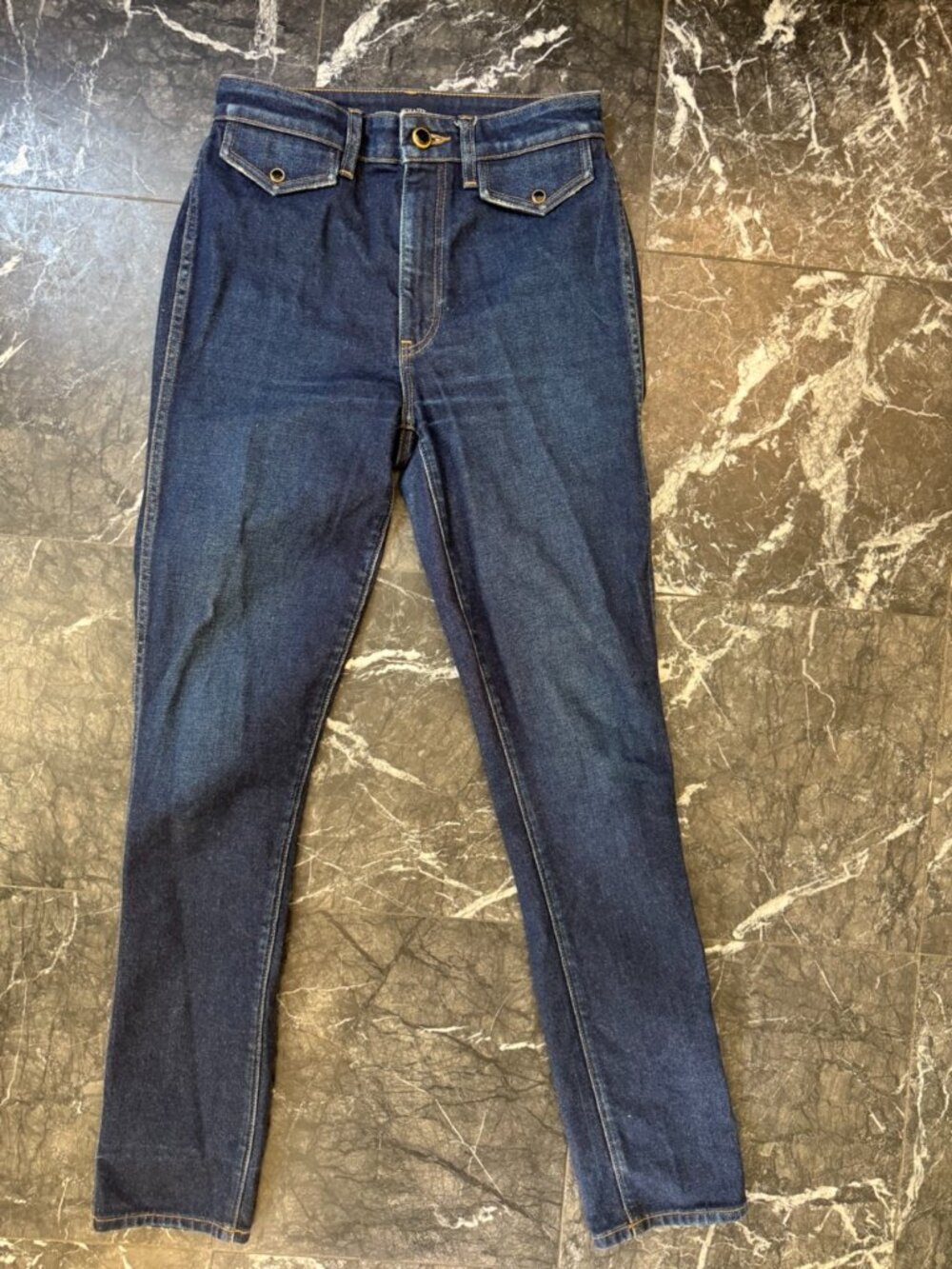KHAITE Dark Blue Straight Leg Jeans